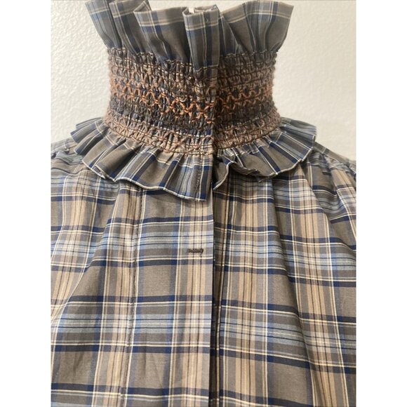 Plaid Long-Sleeve Dress with Bow Tie - Picture 3 of 11